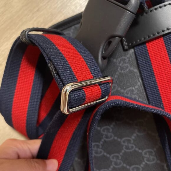 Gucci crossbody bag with webbing shoulder strap, black. - Picture 6 of 7